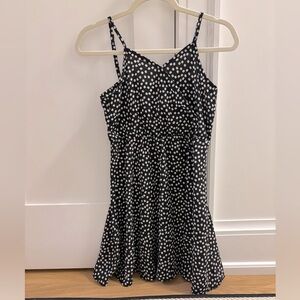 Short black dress with skinny straps